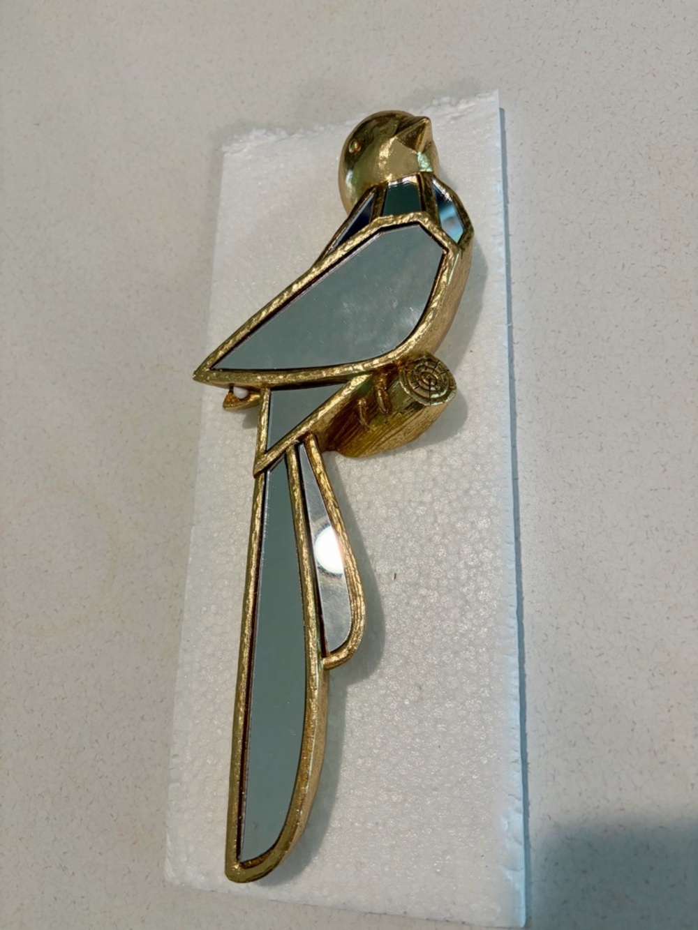 Decorative Gold Tone Resin Mirrored Bird of Paradise Wall Decoration